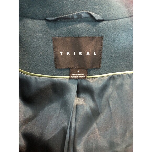 TRIBAL Women’s Dark Teal Poly/Rayon Pea Coat Sz 8 EUC - Picture 7 of 9